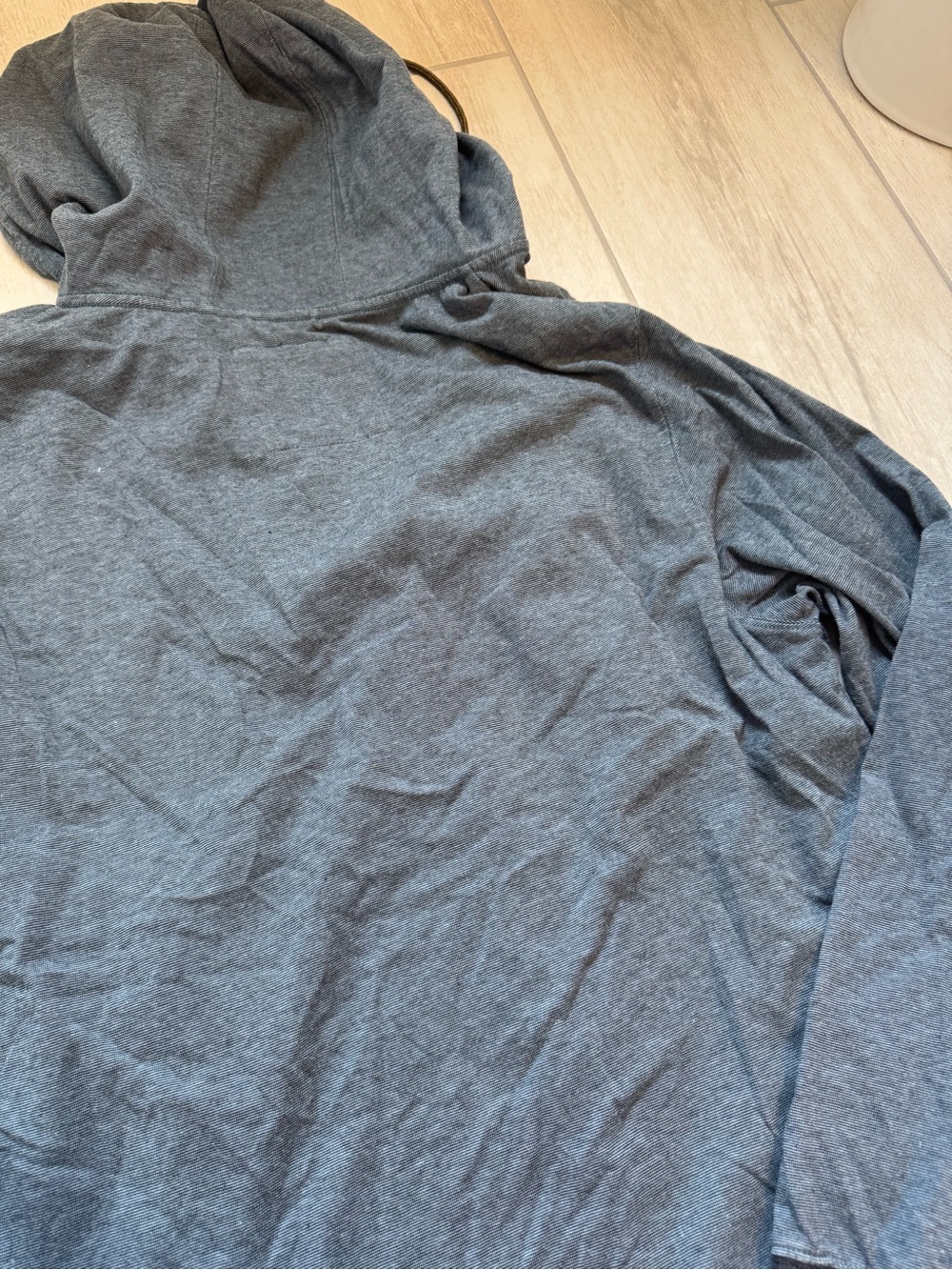 Men's Zip Hoodie Sweatshirt in Charcoal Gray with Black Panel - Picture 4 of 4